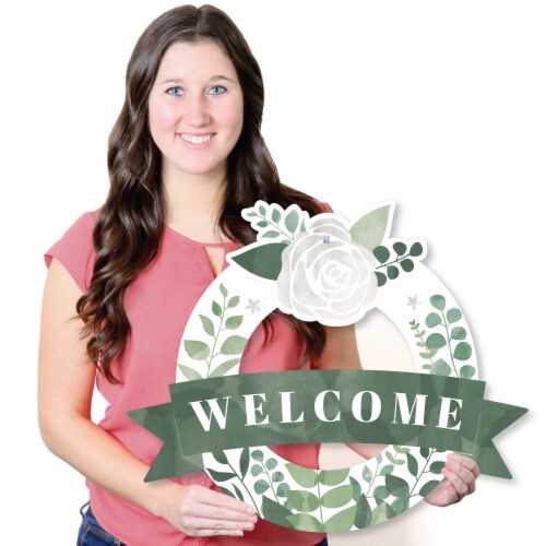 Big Dot of Happiness Boho Botanical - Outdoor Greenery Party Decor - Front Door Wreath Perspective: right