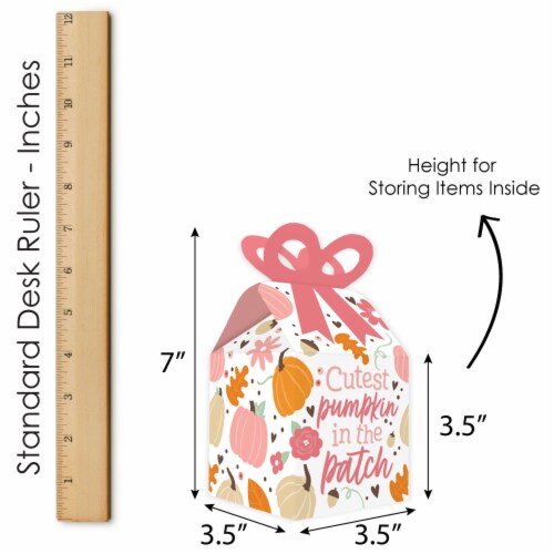 Big Dot of Happiness Girl Little Pumpkin Square Favor Birthday Baby Shower Bow Boxes 12 Ct Perspective: right