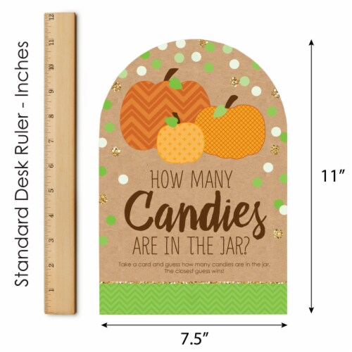 Big Dot of Happiness Pumpkin Patch Thanksgiving Party 1 Stand & 40 Cards Candy Guessing Game Perspective: right
