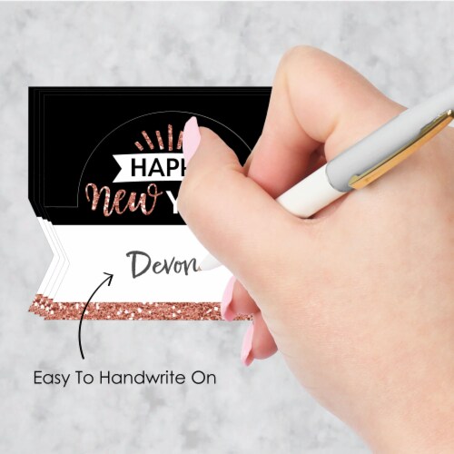 Big Dot of Happiness Rose Gold Happy New Year NYE Party Table Setting Name Place Cards 24 Ct Perspective: right