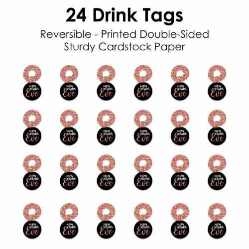 Big Dot of Happiness Rose Gold Happy New Year NYE Party Beverage Drink Tags 24 Ct Perspective: right