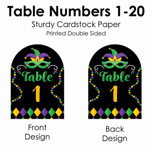 Big Dot of Happiness Colorful Mardi Gras Mask Masquerade Party 5 x 7  Table Numbers 1-20 Perspective: right