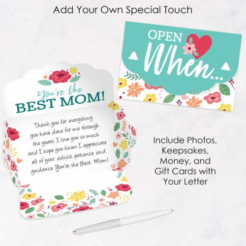 Big Dot of Happiness Colorful Floral Happy Mother's Day Cards Gift Box Open When Letters 8 Ct Perspective: right