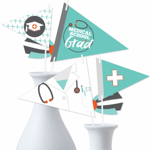 Big Dot of Happiness Medical School Grad Triangle Doctor Pennant Flag Centerpieces 20 Pc Perspective: right
