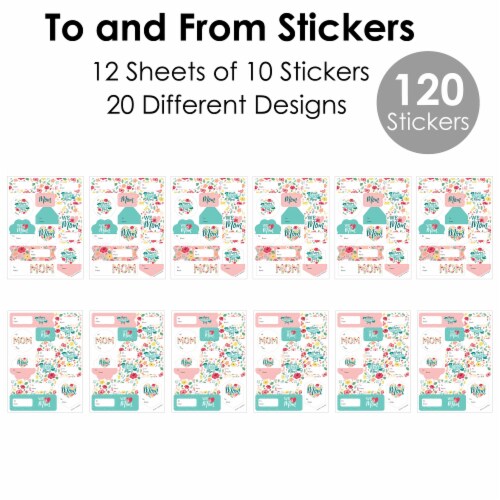 Big Dot of Happiness Colorful Floral Happy Mother's Day To From Stickers 12 Ct 120 Stickers Perspective: right