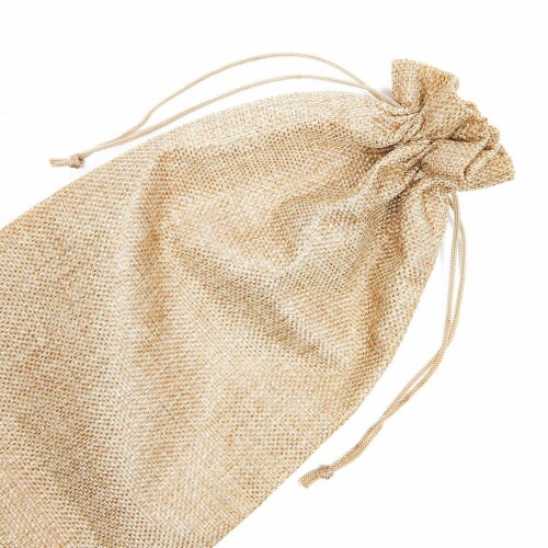 Natural Jute Burlap Wine Gift Bags with Drawstring (13-Inches, 24-Pack) Perspective: right