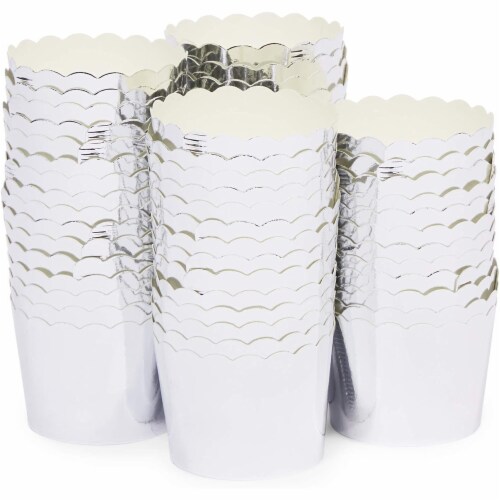 60 Pack Silver Cupcake Liners, Metallic Foil Muffin Cups for Baking, 2. ...