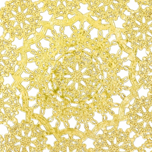 Gold Round Medallion Paper Lace Doilies (12 in, 60 Pack) Perspective: right