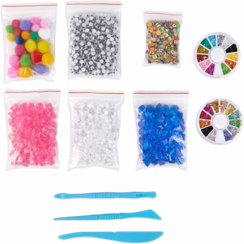 Kids Slime Kit with Foam Beads, Acrylic Rocks, Fruit Slices, Confetti (25  Pieces)