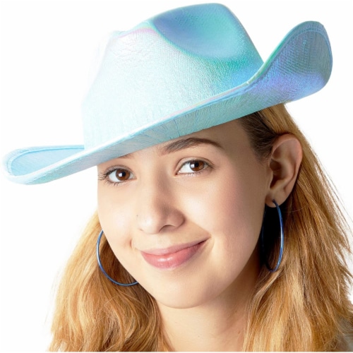 Zodaca Holographic Party Cowboy Hat Metallic Space Cowboy Light