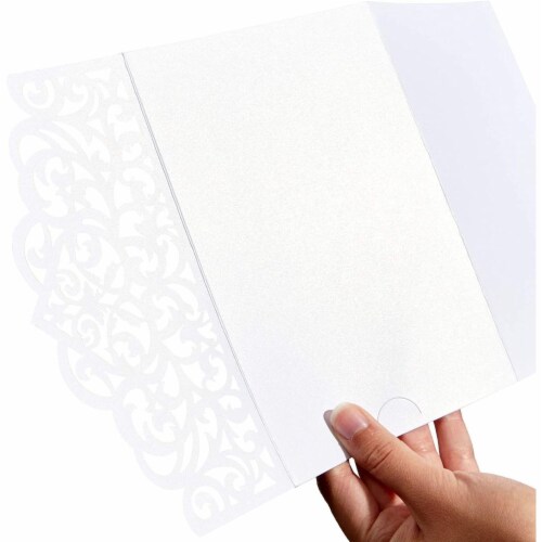 White Laser Cut Wedding Invitations with Envelopes (7.15 x 4.95 in, 24 Pack) Perspective: right
