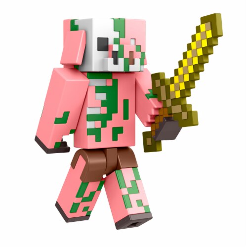 Minecraft Craft-A-Block Zombie Figure Authentic Pixelated Video-Game Character Perspective: right