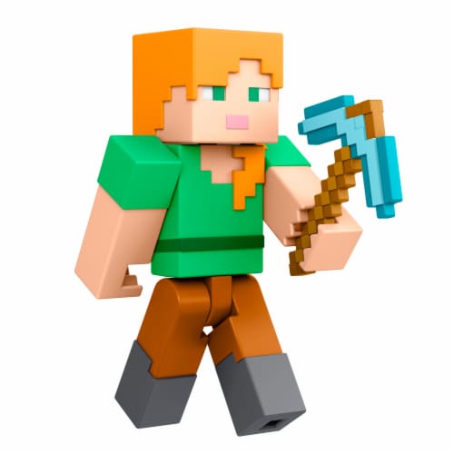 Minecraft Alex Action Figure, 3.25-in, with 1 Build-a-Portal Piece & 1 Accessory Perspective: right