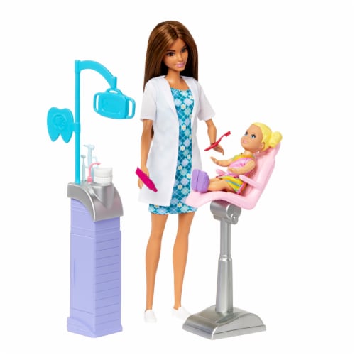 Mattel Barbie® You Can Be Anything™ Brunette Dentist Doll With Child Doll Set Perspective: right