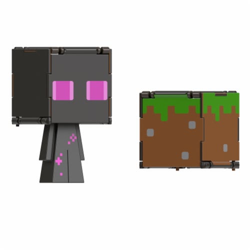 Mattel® Minecraft Flippin Figs™ Enderman Grass Block Action Figure Perspective: right