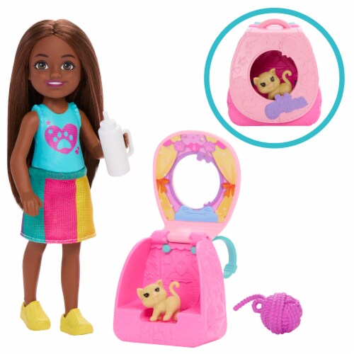 Mattel​Barbie® Family & Friends™ Playtime Kitty Backpack Brunette Chelsea Doll Perspective: right