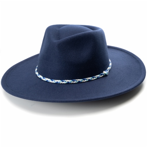 Collection 18 Multi Trim Felt Panama Hat - Navy Perspective: right