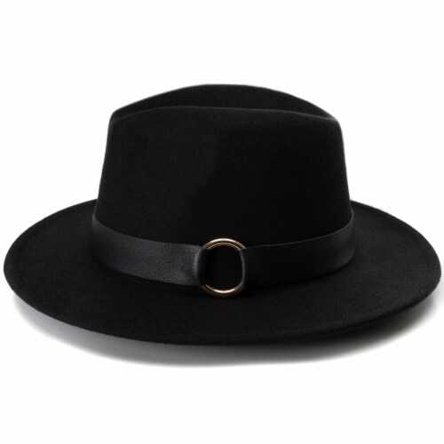 Collection 18 Vegan Leather Band Panama Hat - Black Perspective: right