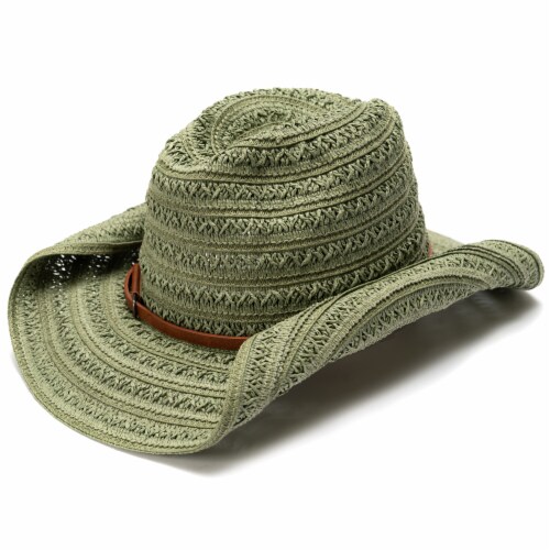 Collection 18 Open Weave Cowgirl Hat - Green Perspective: right