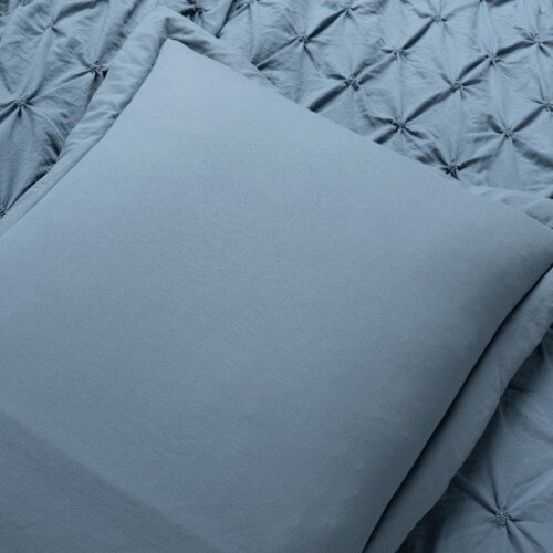 Ravello Pintuck Soft Oversized Duvet Cover Stormy Blue 3Pc Set King Perspective: right
