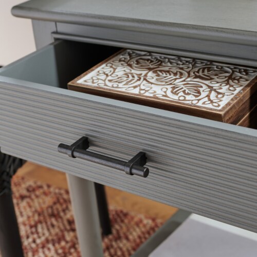 SAFAVIEH Ryder 1-Drawer Accent Table Distressed / Grey Perspective: right