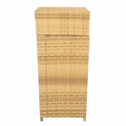 SAFAVIEH Outdoor Collection Mazeli Trash Bin Natural Perspective: right
