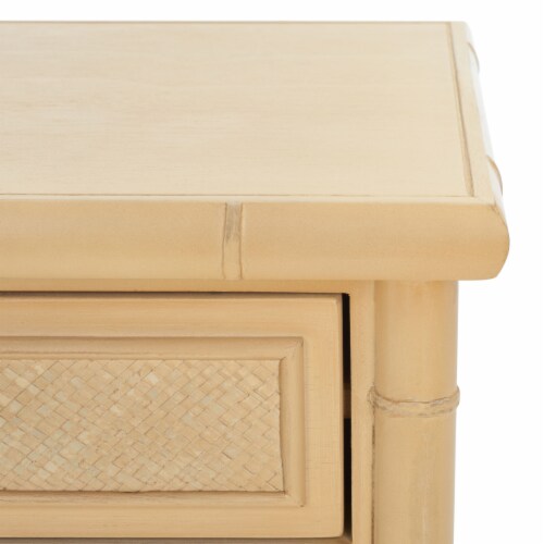 SAFAVIEH Ahab 2-Drawer 1 Shelf Accent Table Light Blonde / Gold Perspective: right