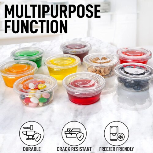 Zulay Kitchen Clear Jello Shot Cups with Lids 50 Pc., 50 King Soopers