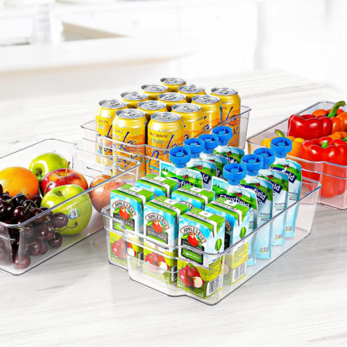 Clear Refrigerator Organizer Bins, Stackable Food Storage