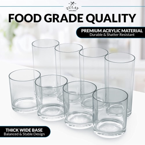 Zulay Kitchen Plastic Tumblers Drinking Glasses Set of 8 Clear, 8 - Harris  Teeter