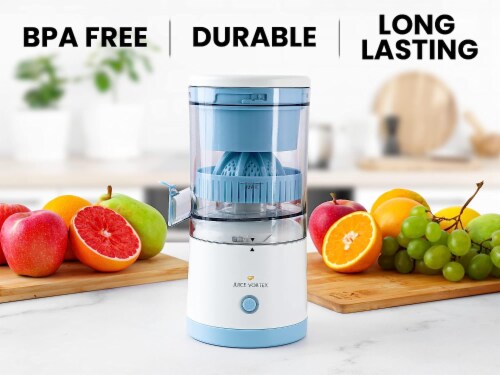 Zulay Kitchen Juice Vortex Lemon & Orange Juicer - Blue & White Perspective: right
