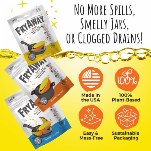 FryAway Pan Fry Waste Cooking Oil Solidifier Powder, Plant-Based Cooking Oil Disposal, 4 ct Perspective: right