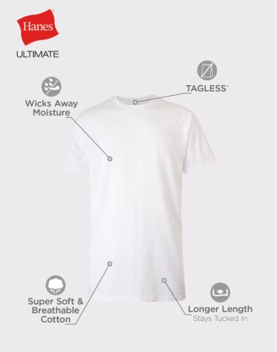 Hanes Ultimate Tall Man Cotton Crewneck T-Shirt - White Perspective: right