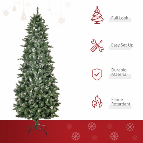 7.5' Fake Unlit Holiday Christmas Tree w/ Snow-Dipped Branches & Metal Stand Perspective: right