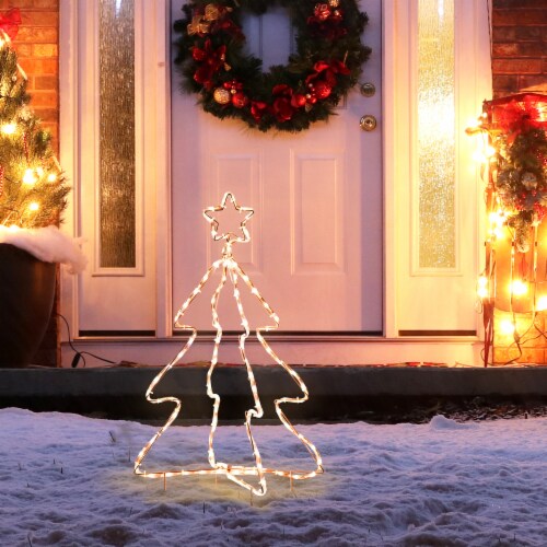 30  Holiday Pre-Lit Tree LED Rope Light Outdoor Yard Christmas Decoration, White Perspective: right