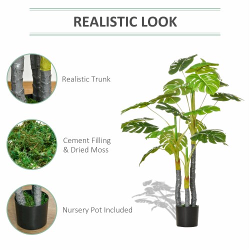 4' Artificial Monstera Deliciosa Potted Decorative Plant w/ 20 Realistic Leaves Perspective: right
