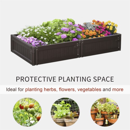 4' x 2' Raised Garden Bed, Plastic Open Planter Box, Veggie Cultivation, Brown Perspective: right