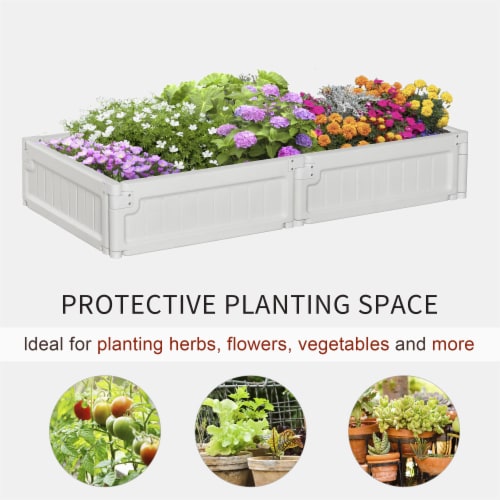 4' x 2' Raised Garden Bed, Plastic Open Planter Box, Veggie Cultivation, White Perspective: right