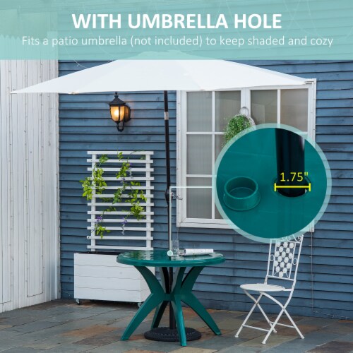 Plastic round table best sale with umbrella hole