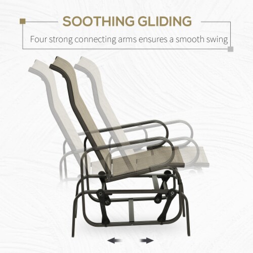 Outdoor Patio Gliding Chair, Swing Rocker Sling Fabric, Porch Deck