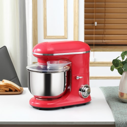 Stand Mixer w/ 6 Qt Stainless Steel Mixing Bowl, Beater, & Dough Hook, Red Perspective: right