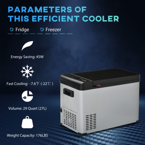 Car Refrigerator 29 QT Portable Camping Fridge Freezer 12/24V DC, 110-240V AC Perspective: right
