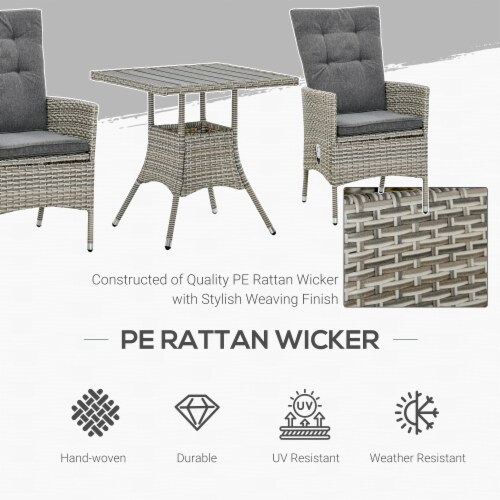 3 PCS Patio Wicker Conversation Recliner Chairs w/ Table Set, for Garden, Deck Perspective: right