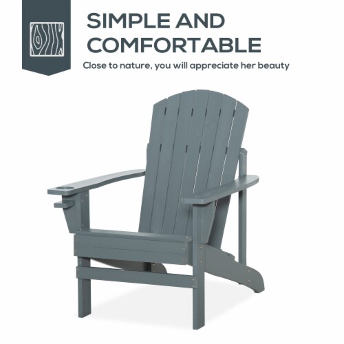 Fir Wood Adirondack Chair, Wooden Outdoor & Patio Seating for Fire Pit, Dark Grey Perspective: right
