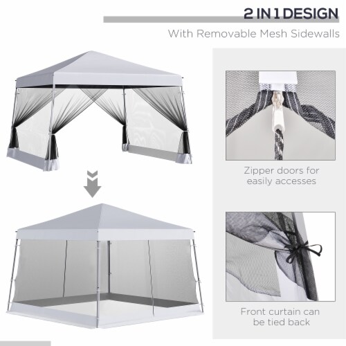 12' x 12' Pop Up Gazebo Foldable Canopy Tent w/ Carry Bag, Mesh Netting, White Perspective: right