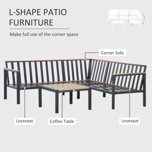 5 Seat, Sectional Sofa Set, Coffee Table, 2 Loveseat, 1 Corner, Patio Outdoor Perspective: right