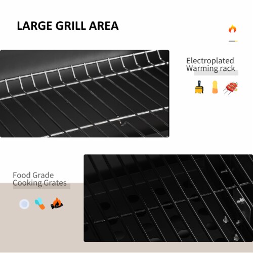 Portable Charcoal Grill BBQ Cooker Trolley for Camping Picnic Backyard, Grey Perspective: right