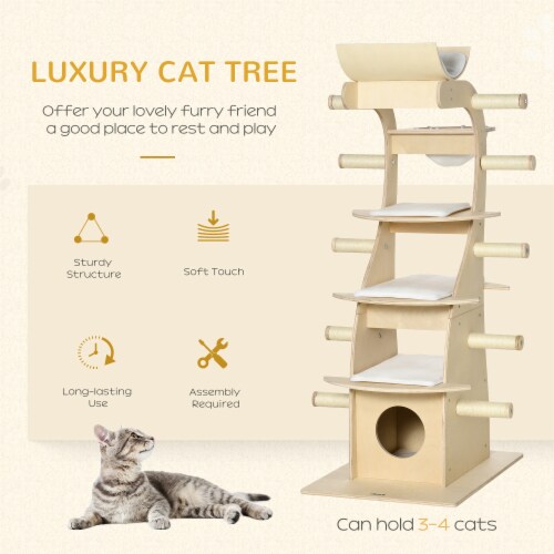 Wood Cat Tree for Climber Kitties Modern Cat Tree for Indoor Cats Cat Tower 1 Unit Metro Market