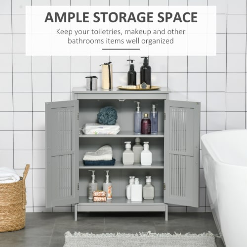 54 Tall Bathroom Linen 2-Tier Cabinet Shelf Storage Cupboard w/ Drawers,  Grey, 1 Unit - Kroger