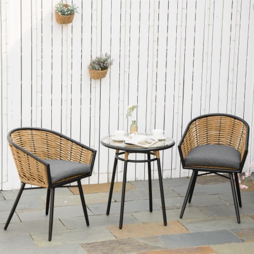 Rattan grey sales bistro set